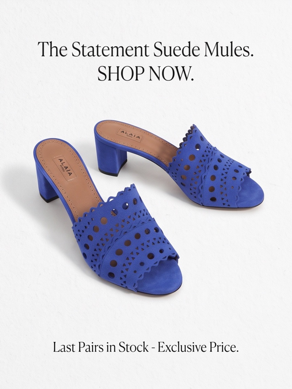 ALAIA 🇮🇹 WOMEN'S PURPLE SUEDE COMFORT FASHION MULES